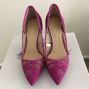 NWT Jessica Simpson Camba Fuchsia Pink Lace Pumps